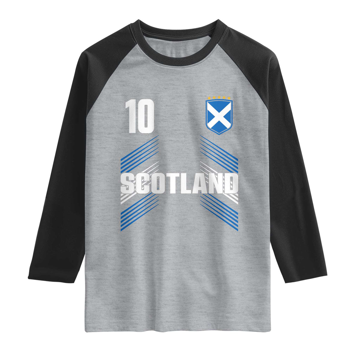 Scotland Soccer Sports Graphic Number 10 Jersey Style Raglan Shirt Proud Scottish Football Fans Game Day Pride