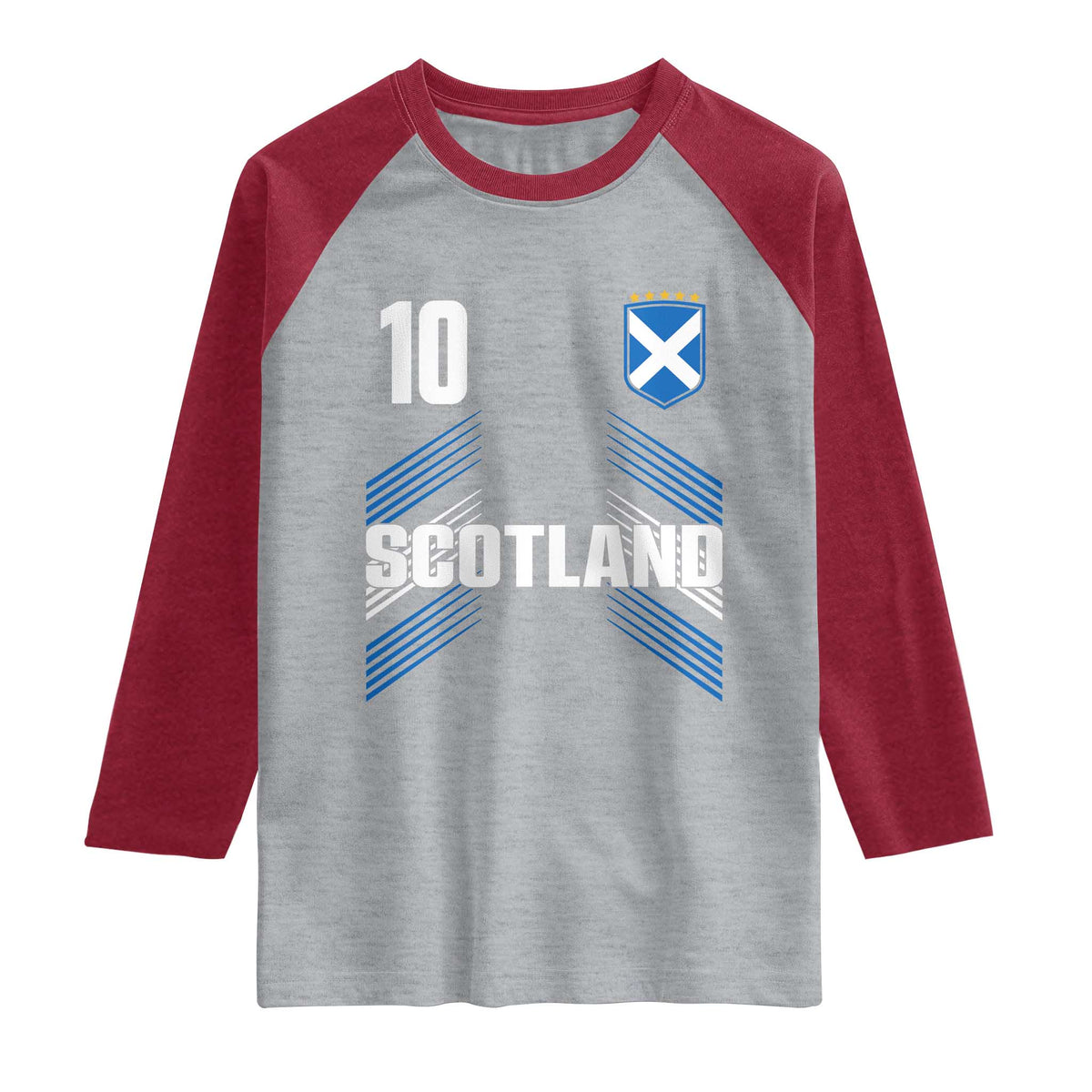 Scotland Soccer Sports Graphic Number 10 Jersey Style Raglan Shirt Proud Scottish Football Fans Game Day Pride