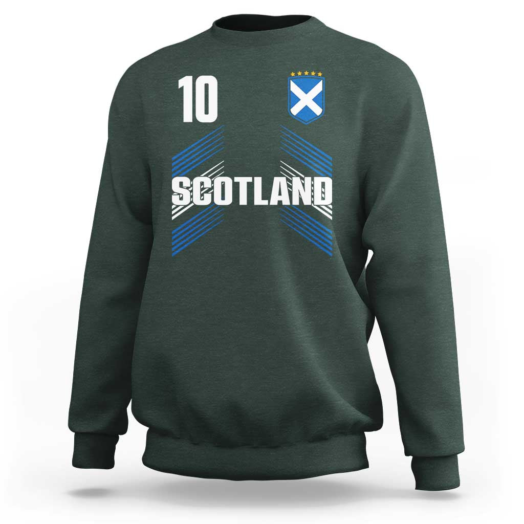 Scotland Soccer Sports Graphic Number 10 Jersey Style Sweatshirt Proud Scottish Football Fans Game Day Pride