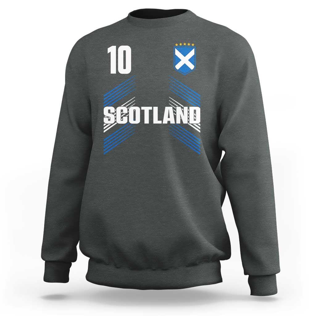Scotland Soccer Sports Graphic Number 10 Jersey Style Sweatshirt Proud Scottish Football Fans Game Day Pride