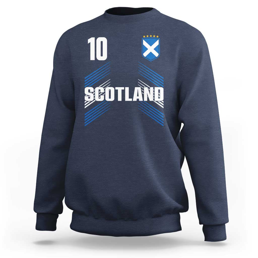 Scotland Soccer Sports Graphic Number 10 Jersey Style Sweatshirt Proud Scottish Football Fans Game Day Pride