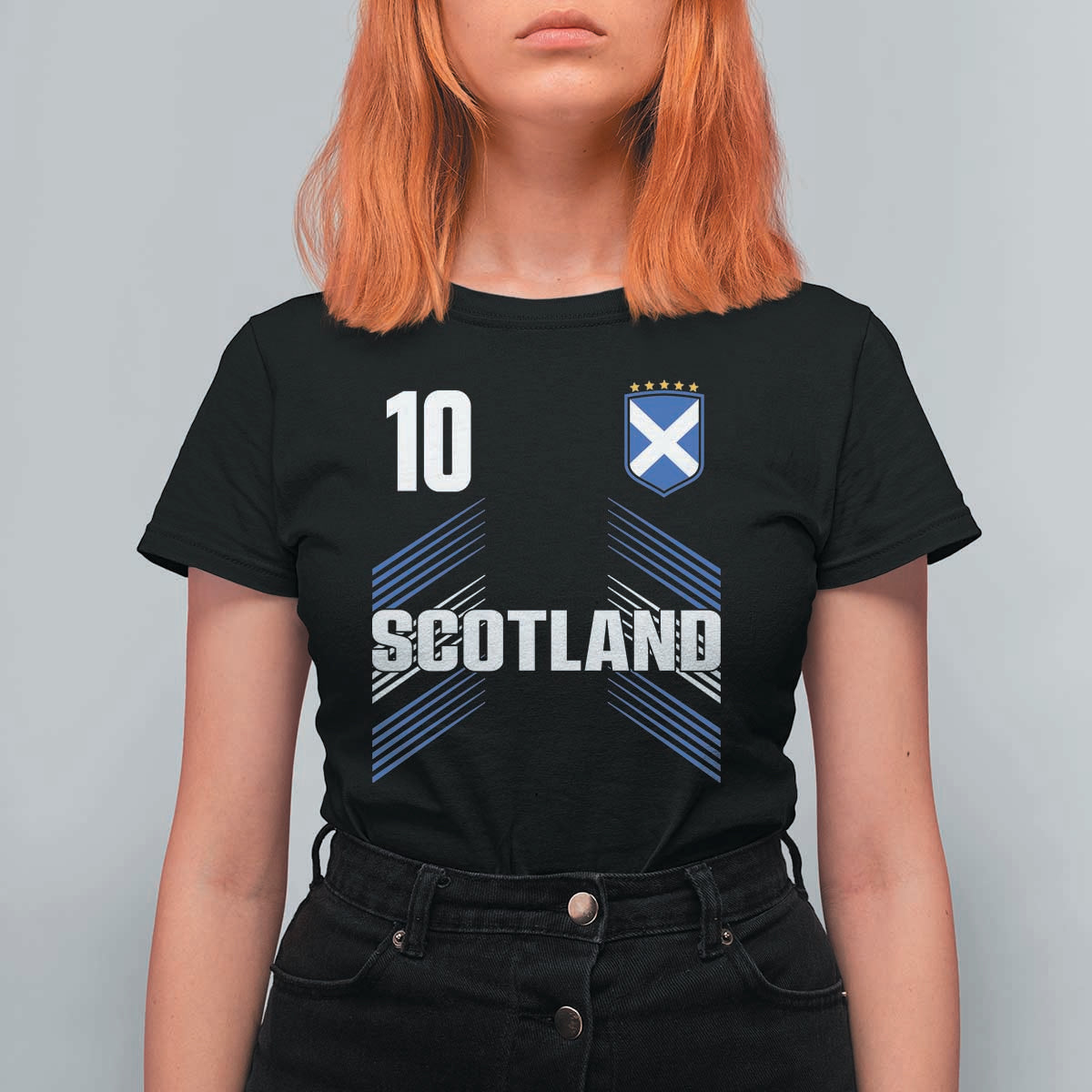 Scotland Soccer Sports Graphic Number 10 Jersey Style T Shirt For Women Proud Scottish Football Fans Game Day Pride
