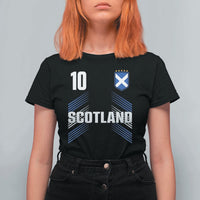 Scotland Soccer Sports Graphic Number 10 Jersey Style T Shirt For Women Proud Scottish Football Fans Game Day Pride