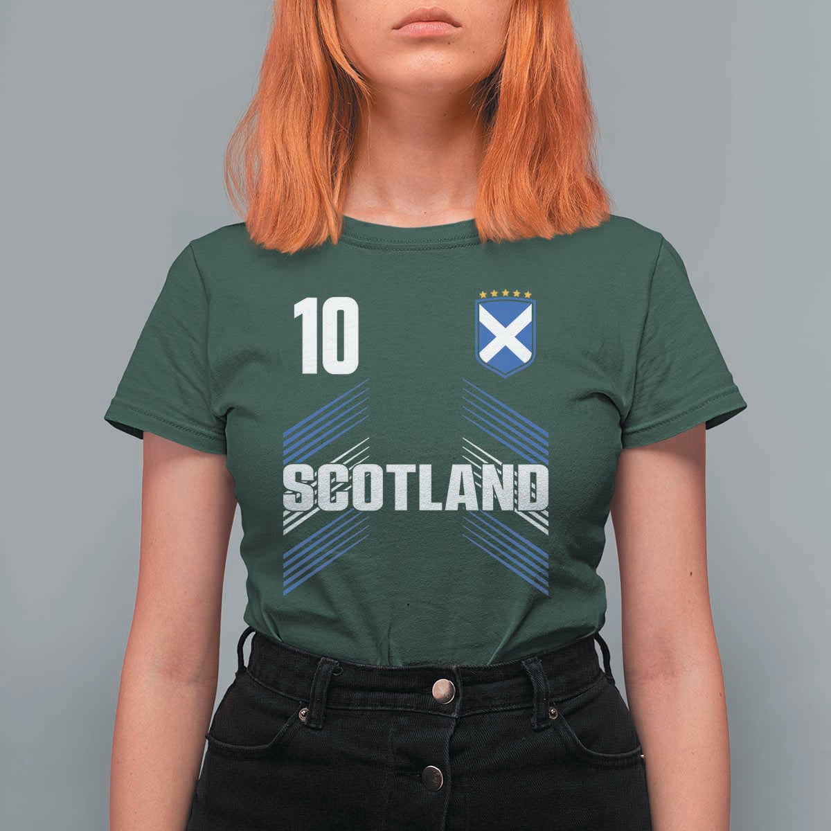 Scotland Soccer Sports Graphic Number 10 Jersey Style T Shirt For Women Proud Scottish Football Fans Game Day Pride
