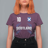 Scotland Soccer Sports Graphic Number 10 Jersey Style T Shirt For Women Proud Scottish Football Fans Game Day Pride