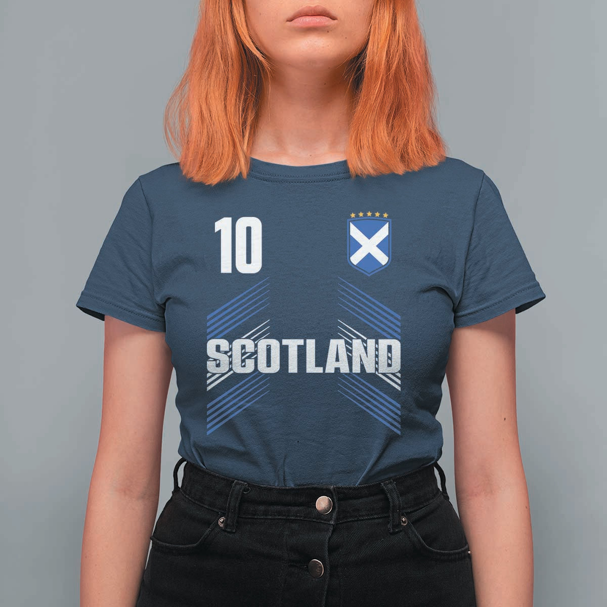 Scotland Soccer Sports Graphic Number 10 Jersey Style T Shirt For Women Proud Scottish Football Fans Game Day Pride