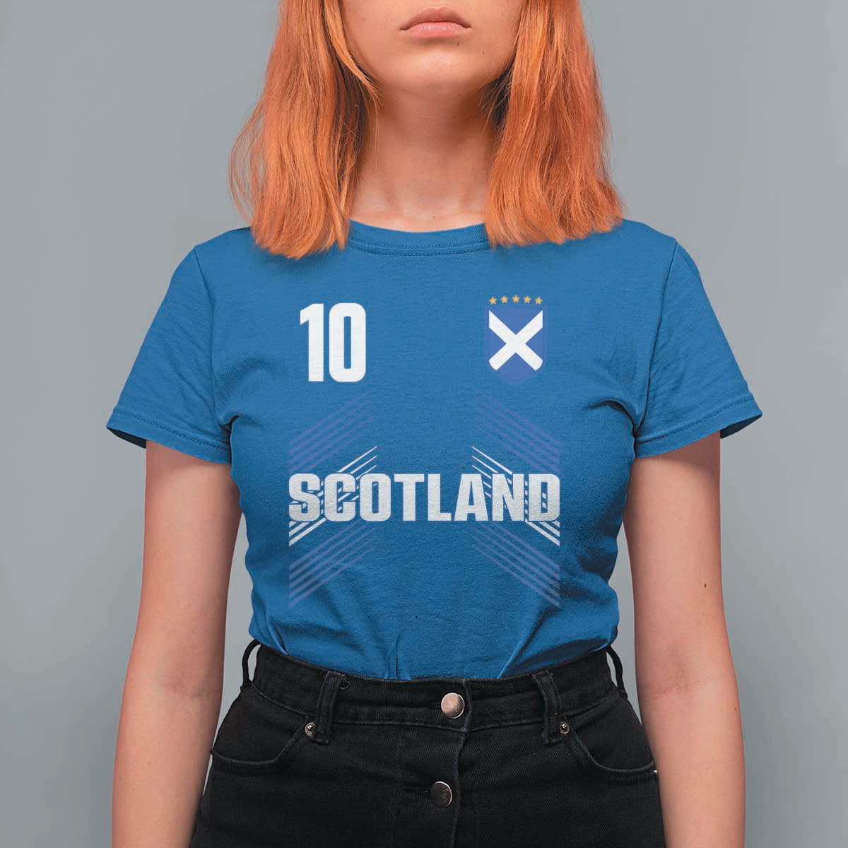 Scotland Soccer Sports Graphic Number 10 Jersey Style T Shirt For Women Proud Scottish Football Fans Game Day Pride