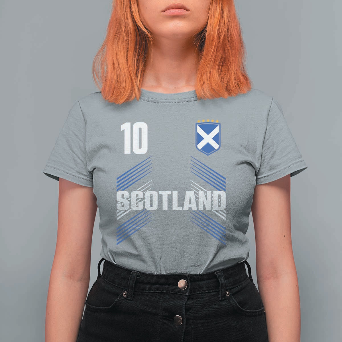 Scotland Soccer Sports Graphic Number 10 Jersey Style T Shirt For Women Proud Scottish Football Fans Game Day Pride
