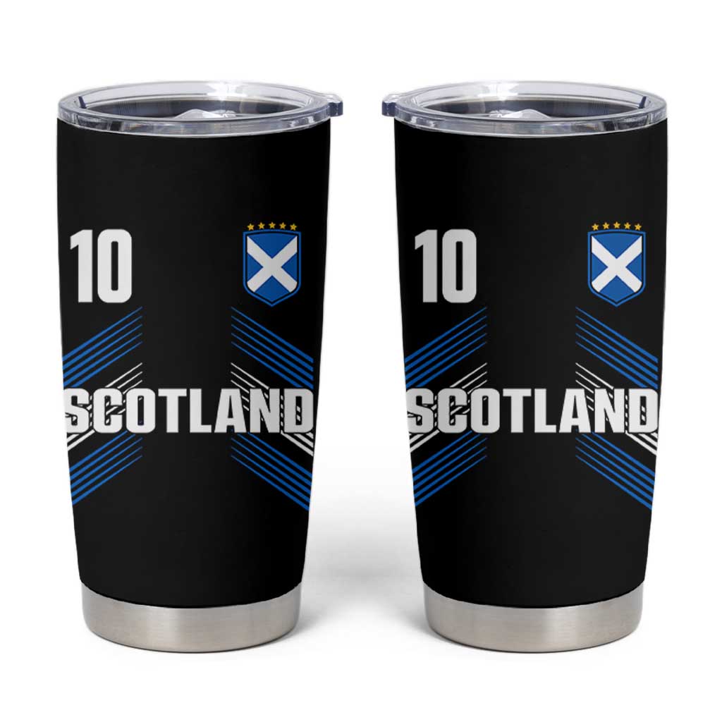 Scotland Soccer Sports Graphic Number 10 Jersey Style Tumbler Cup Proud Scottish Football Fans Game Day Pride