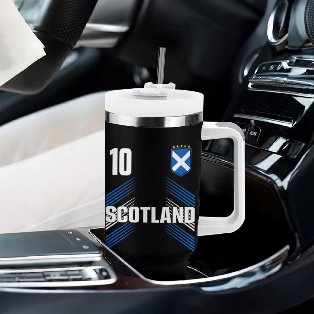 Scotland Soccer Sports Graphic Number 10 Jersey Style Tumbler With Handle Proud Scottish Football Fans Game Day Pride