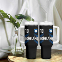 Scotland Soccer Sports Graphic Number 10 Jersey Style Tumbler With Handle Proud Scottish Football Fans Game Day Pride