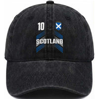 Scotland Soccer Sports Graphic Number 10 Jersey Style Washed Cotton Baseball Cap Proud Scottish Football Fans Game Day Pride