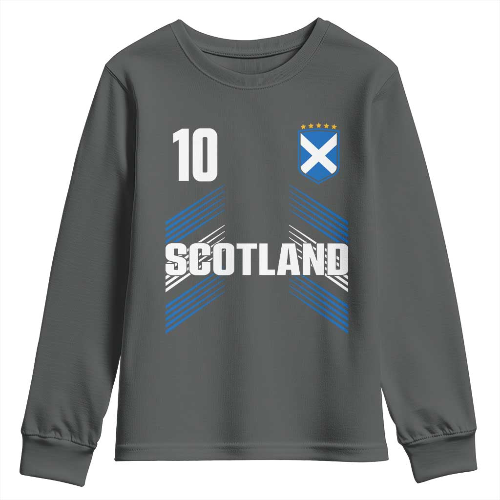 Scotland Soccer Sports Graphic Number 10 Jersey Style Youth Sweatshirt Proud Scottish Football Fans Game Day Pride