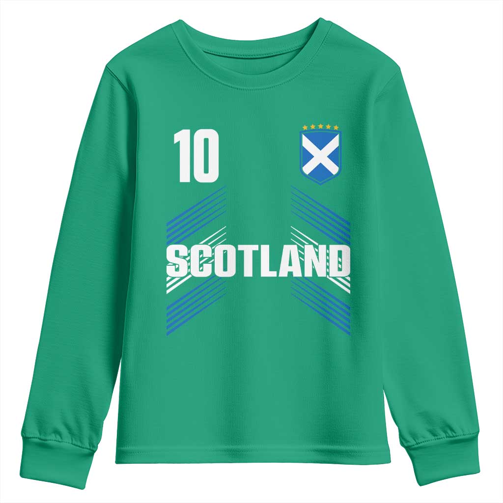 Scotland Soccer Sports Graphic Number 10 Jersey Style Youth Sweatshirt Proud Scottish Football Fans Game Day Pride
