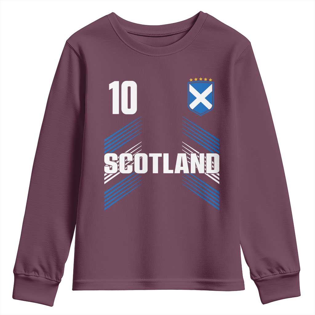 Scotland Soccer Sports Graphic Number 10 Jersey Style Youth Sweatshirt Proud Scottish Football Fans Game Day Pride
