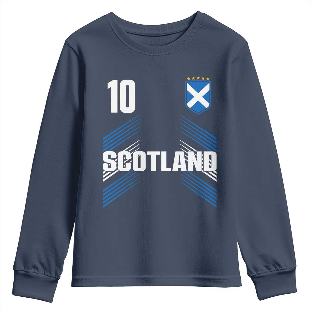 Scotland Soccer Sports Graphic Number 10 Jersey Style Youth Sweatshirt Proud Scottish Football Fans Game Day Pride