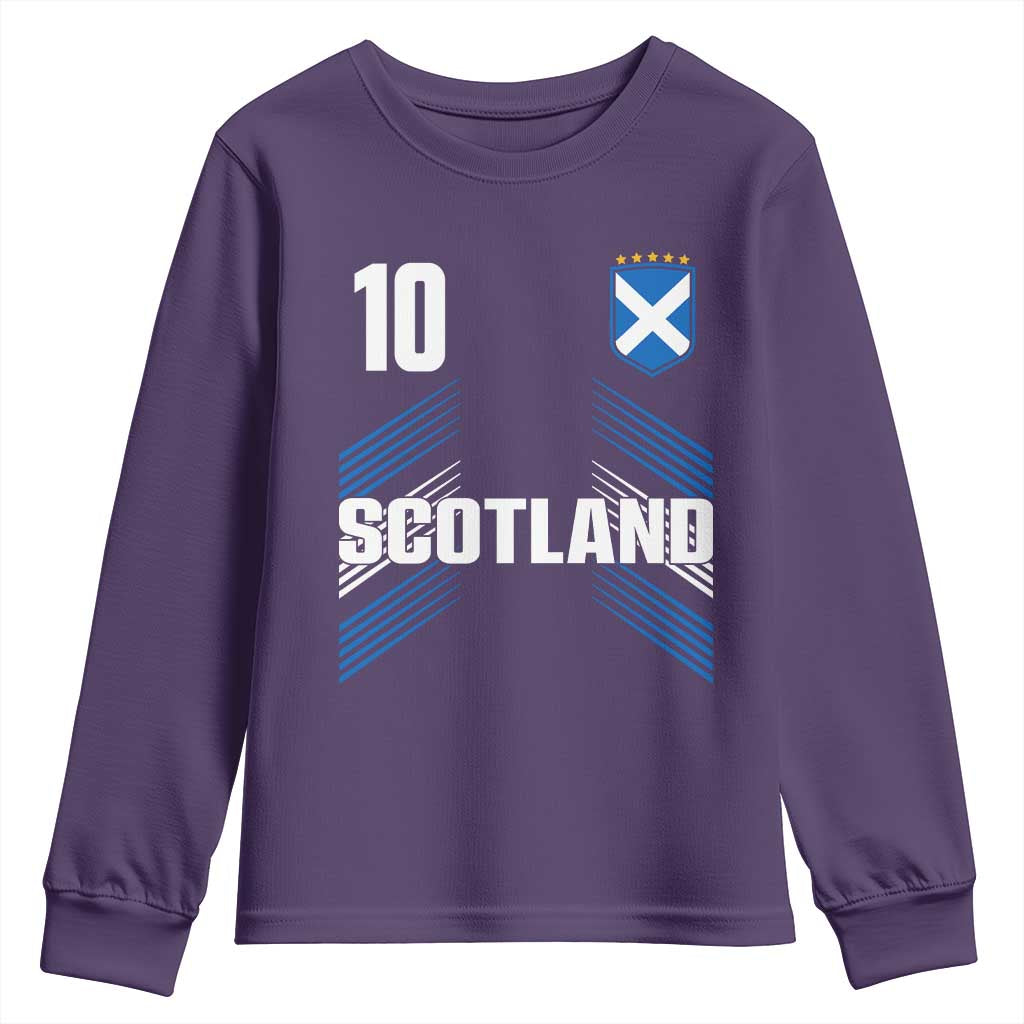 Scotland Soccer Sports Graphic Number 10 Jersey Style Youth Sweatshirt Proud Scottish Football Fans Game Day Pride