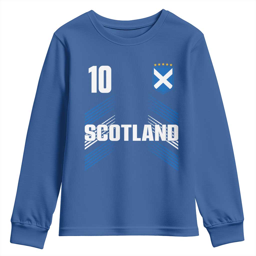 Scotland Soccer Sports Graphic Number 10 Jersey Style Youth Sweatshirt Proud Scottish Football Fans Game Day Pride