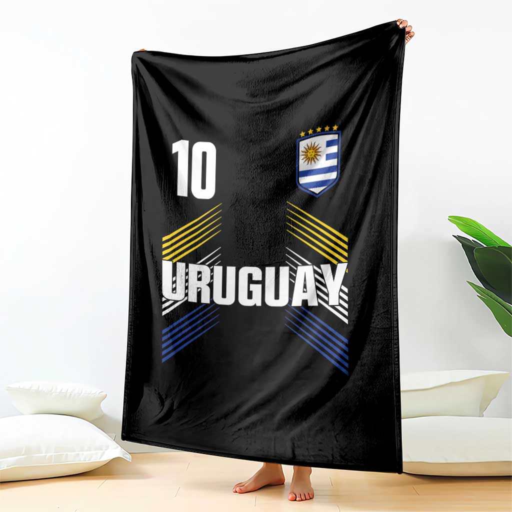 Uruguay Soccer Sports Graphic Number 10 Jersey Style Throw Blanket Proud Uruguayan Football Fans Game Day Pride