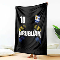 Uruguay Soccer Sports Graphic Number 10 Jersey Style Throw Blanket Proud Uruguayan Football Fans Game Day Pride