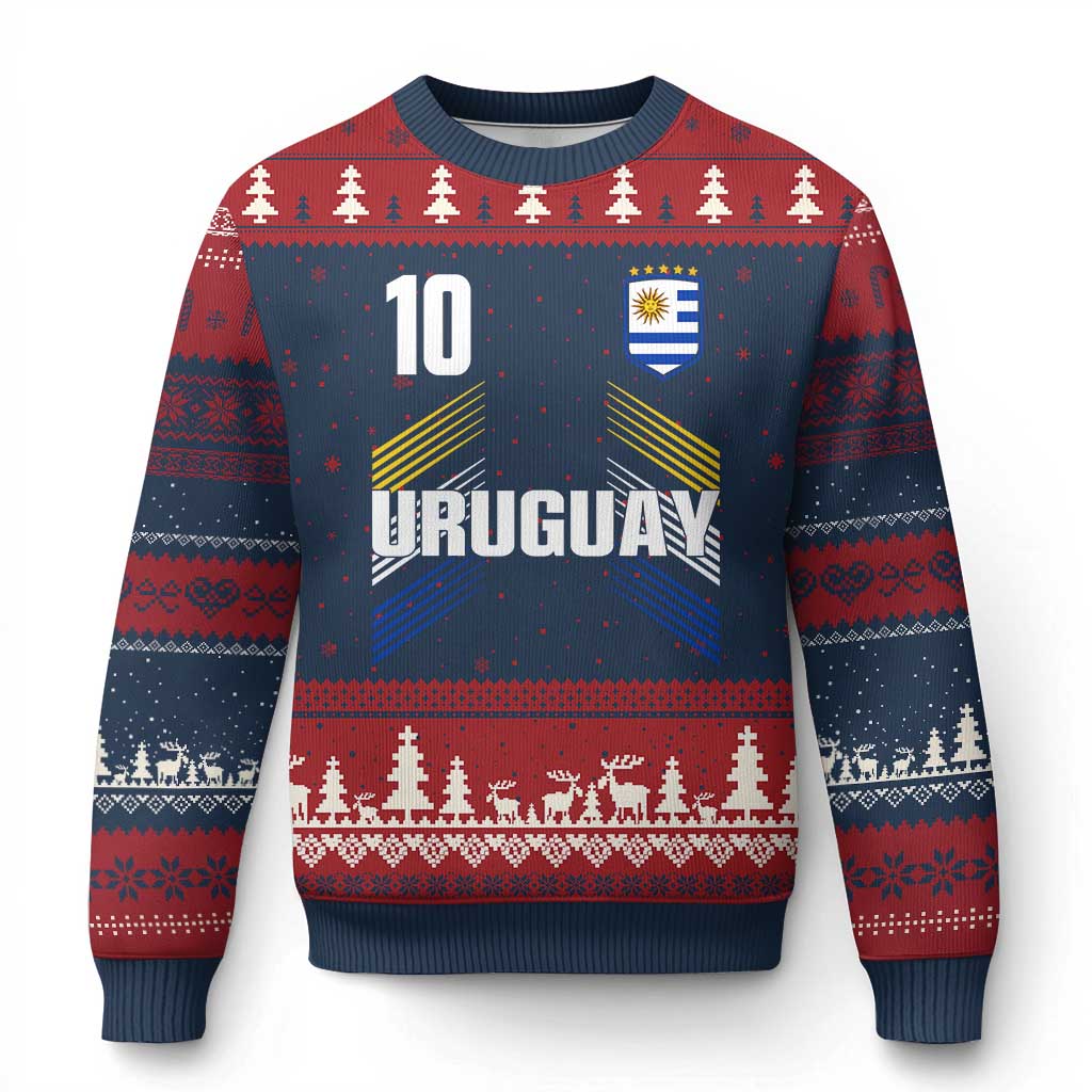 Uruguay Soccer Sports Graphic Number 10 Jersey Style Ugly Christmas Sweater Proud Uruguayan Football Fans Game Day Pride