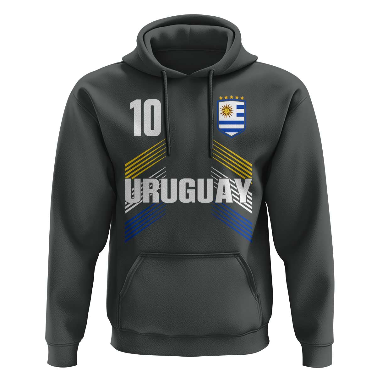 Uruguay Soccer Sports Graphic Number 10 Jersey Style Hoodie Proud Uruguayan Football Fans Game Day Pride