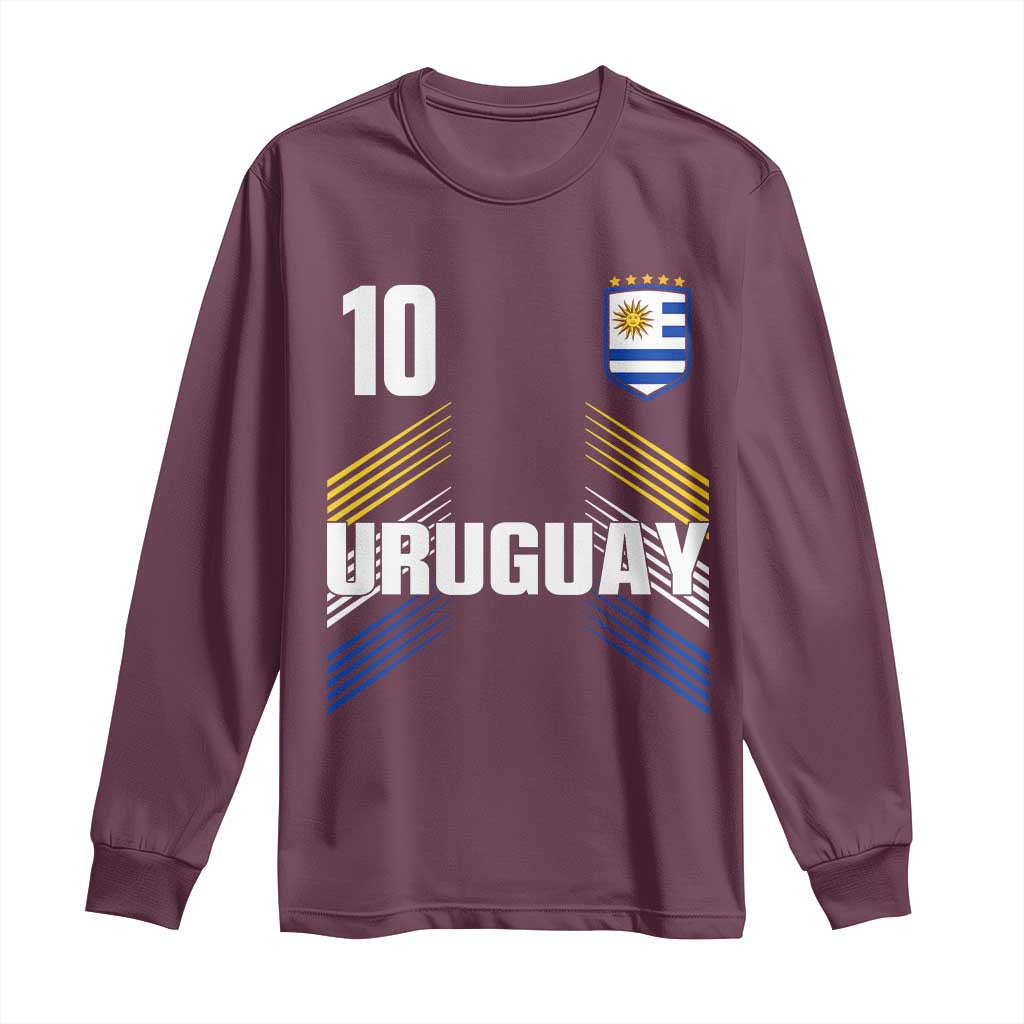 Uruguay Soccer Sports Graphic Number 10 Jersey Style Long Sleeve Shirt Proud Uruguayan Football Fans Game Day Pride