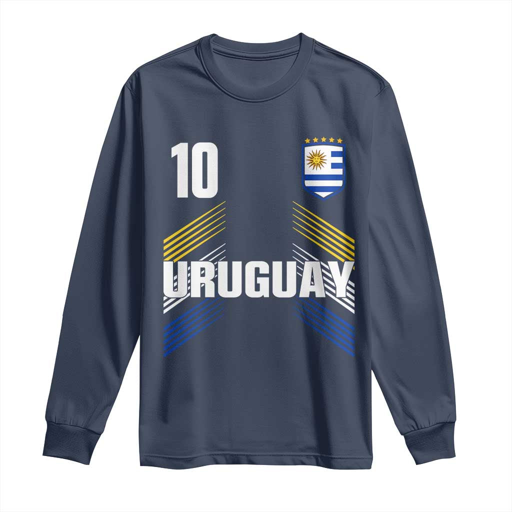 Uruguay Soccer Sports Graphic Number 10 Jersey Style Long Sleeve Shirt Proud Uruguayan Football Fans Game Day Pride