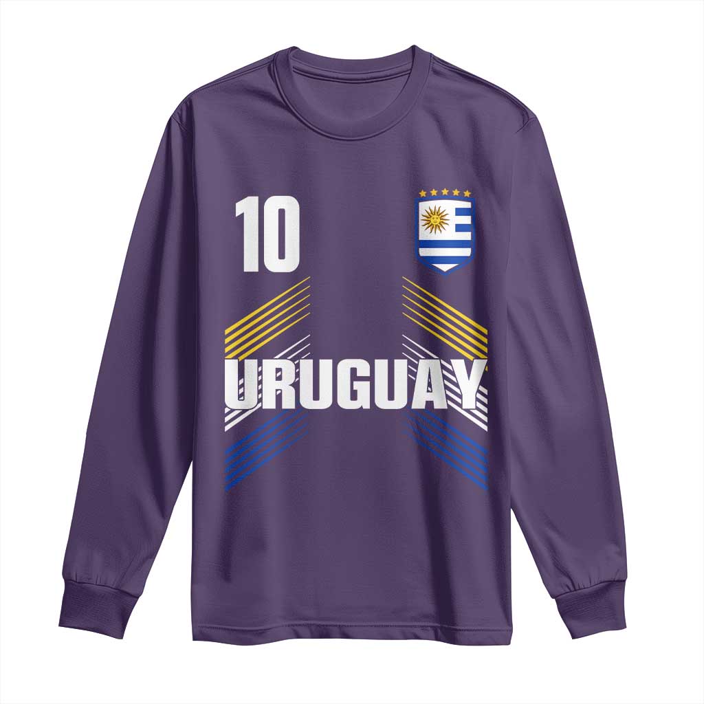 Uruguay Soccer Sports Graphic Number 10 Jersey Style Long Sleeve Shirt Proud Uruguayan Football Fans Game Day Pride