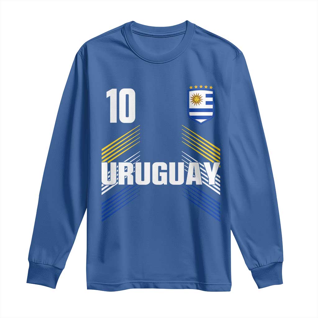 Uruguay Soccer Sports Graphic Number 10 Jersey Style Long Sleeve Shirt Proud Uruguayan Football Fans Game Day Pride