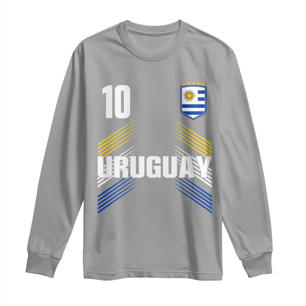 Uruguay Soccer Sports Graphic Number 10 Jersey Style Long Sleeve Shirt Proud Uruguayan Football Fans Game Day Pride