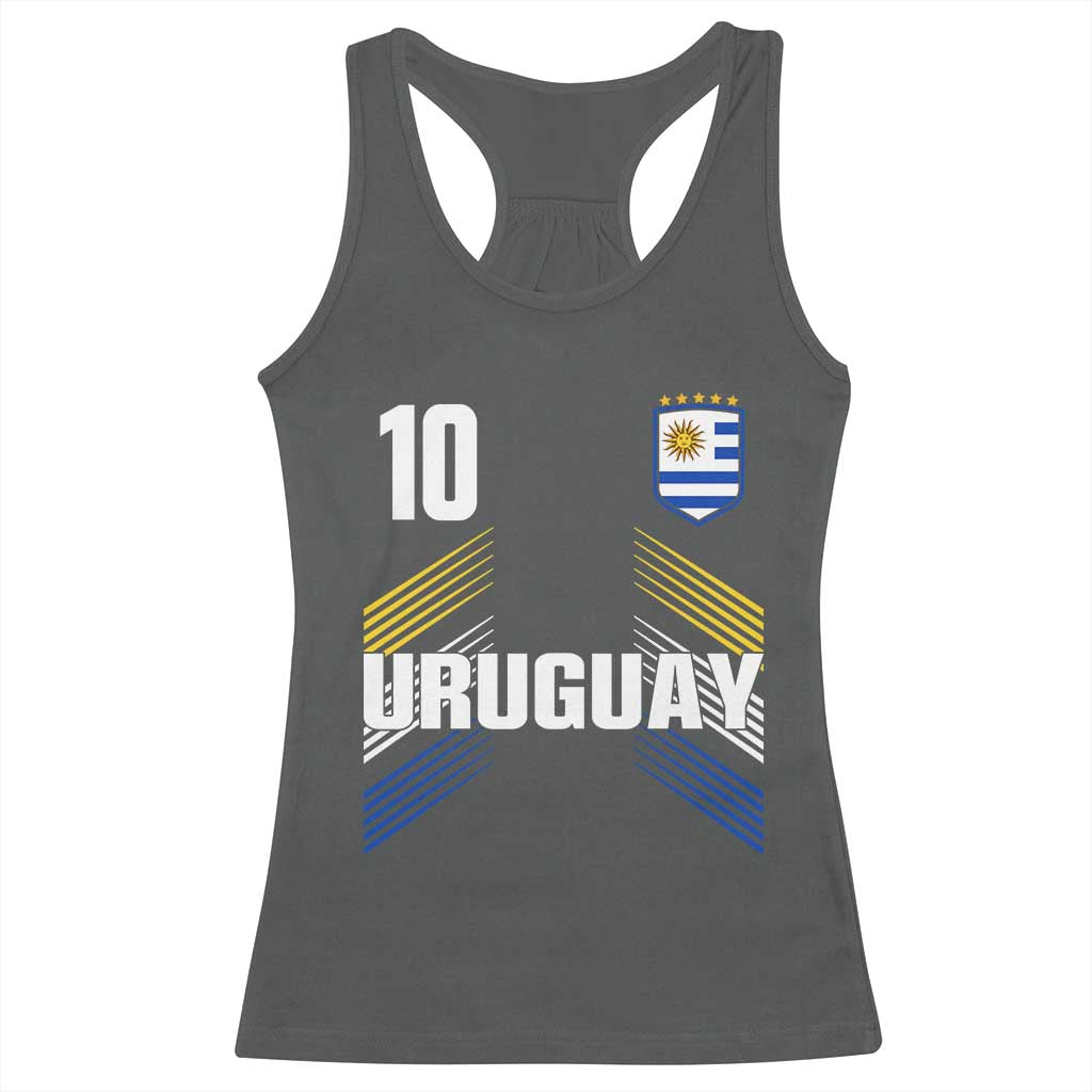 Uruguay Soccer Sports Graphic Number 10 Jersey Style Racerback Tank Top Proud Uruguayan Football Fans Game Day Pride