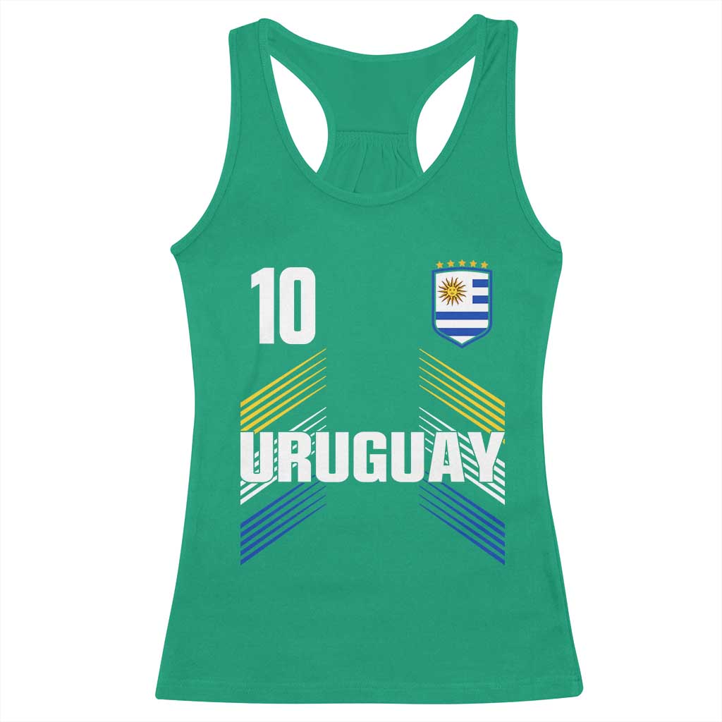 Uruguay Soccer Sports Graphic Number 10 Jersey Style Racerback Tank Top Proud Uruguayan Football Fans Game Day Pride