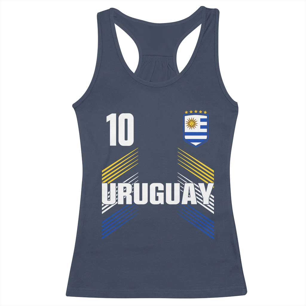 Uruguay Soccer Sports Graphic Number 10 Jersey Style Racerback Tank Top Proud Uruguayan Football Fans Game Day Pride