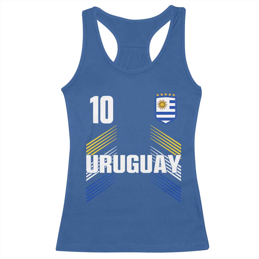 Uruguay Soccer Sports Graphic Number 10 Jersey Style Racerback Tank Top Proud Uruguayan Football Fans Game Day Pride