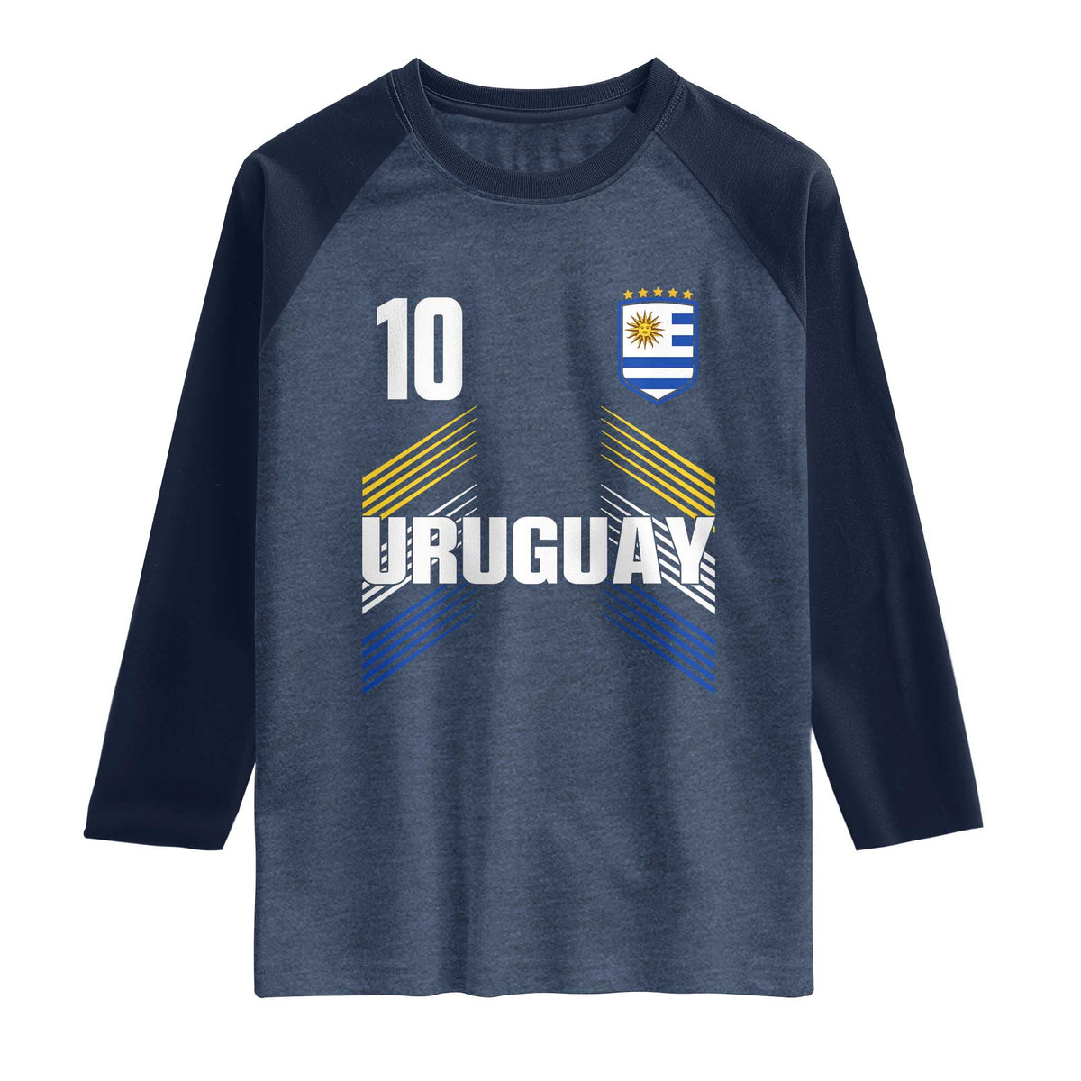 Uruguay Soccer Sports Graphic Number 10 Jersey Style Raglan Shirt Proud Uruguayan Football Fans Game Day Pride