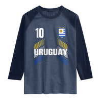 Uruguay Soccer Sports Graphic Number 10 Jersey Style Raglan Shirt Proud Uruguayan Football Fans Game Day Pride