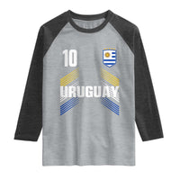Uruguay Soccer Sports Graphic Number 10 Jersey Style Raglan Shirt Proud Uruguayan Football Fans Game Day Pride