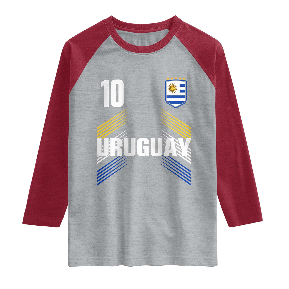 Uruguay Soccer Sports Graphic Number 10 Jersey Style Raglan Shirt Proud Uruguayan Football Fans Game Day Pride