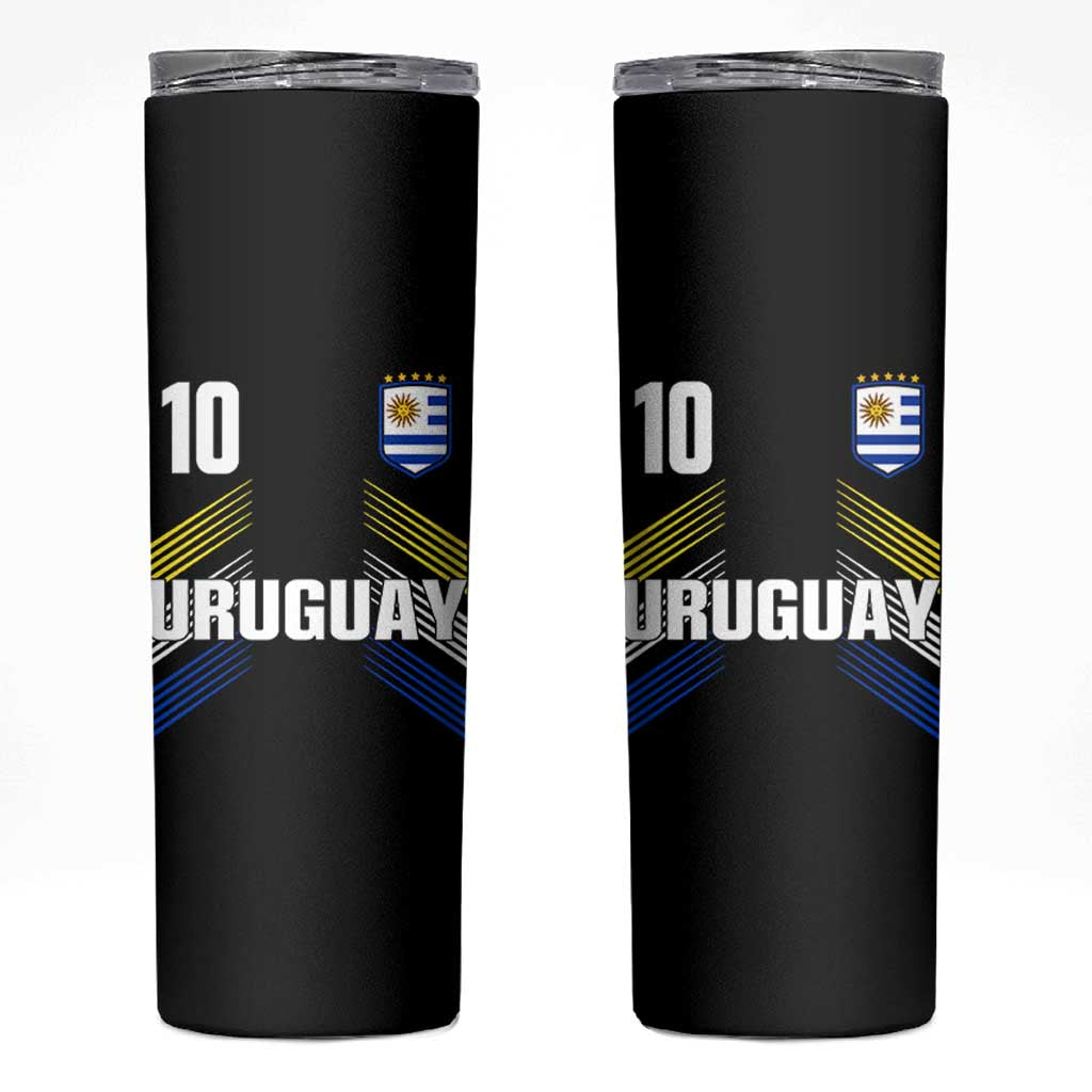 Uruguay Soccer Sports Graphic Number 10 Jersey Style Skinny Tumbler Proud Uruguayan Football Fans Game Day Pride