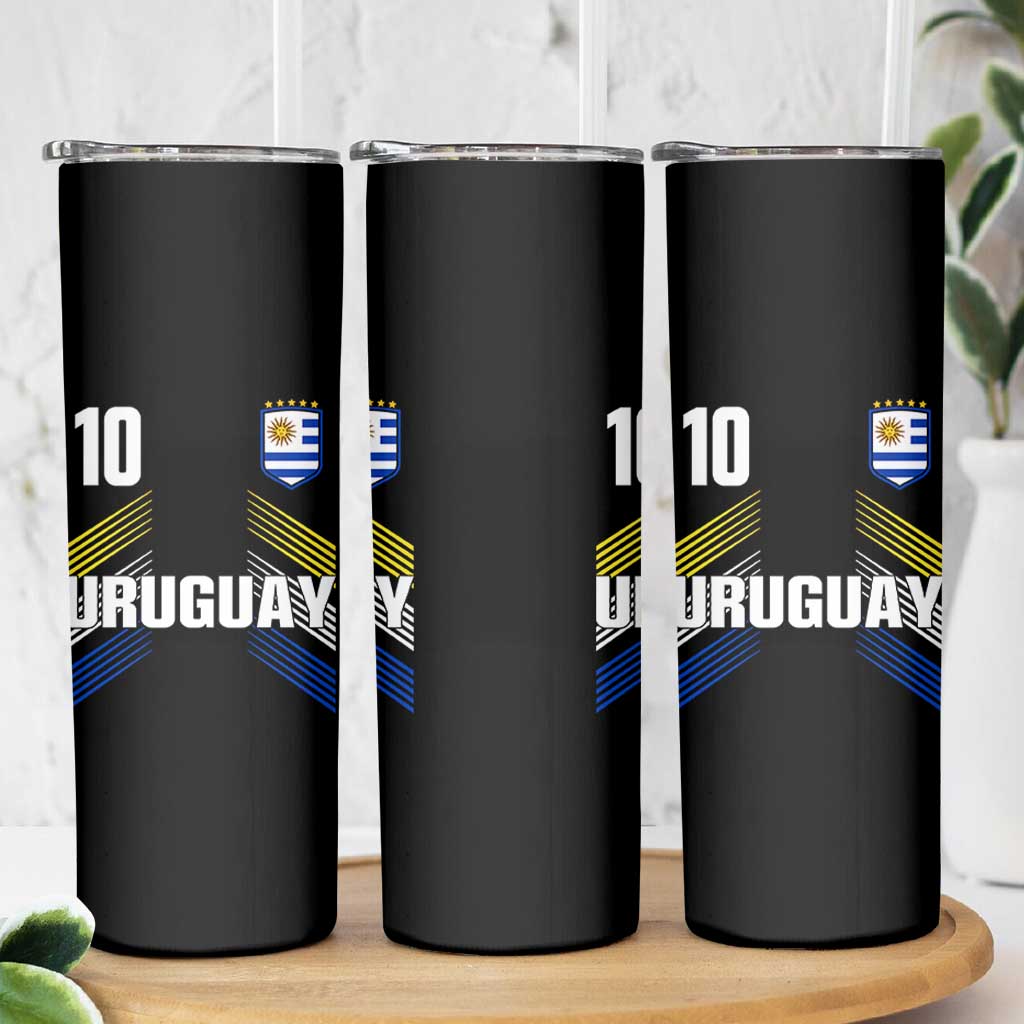 Uruguay Soccer Sports Graphic Number 10 Jersey Style Skinny Tumbler Proud Uruguayan Football Fans Game Day Pride