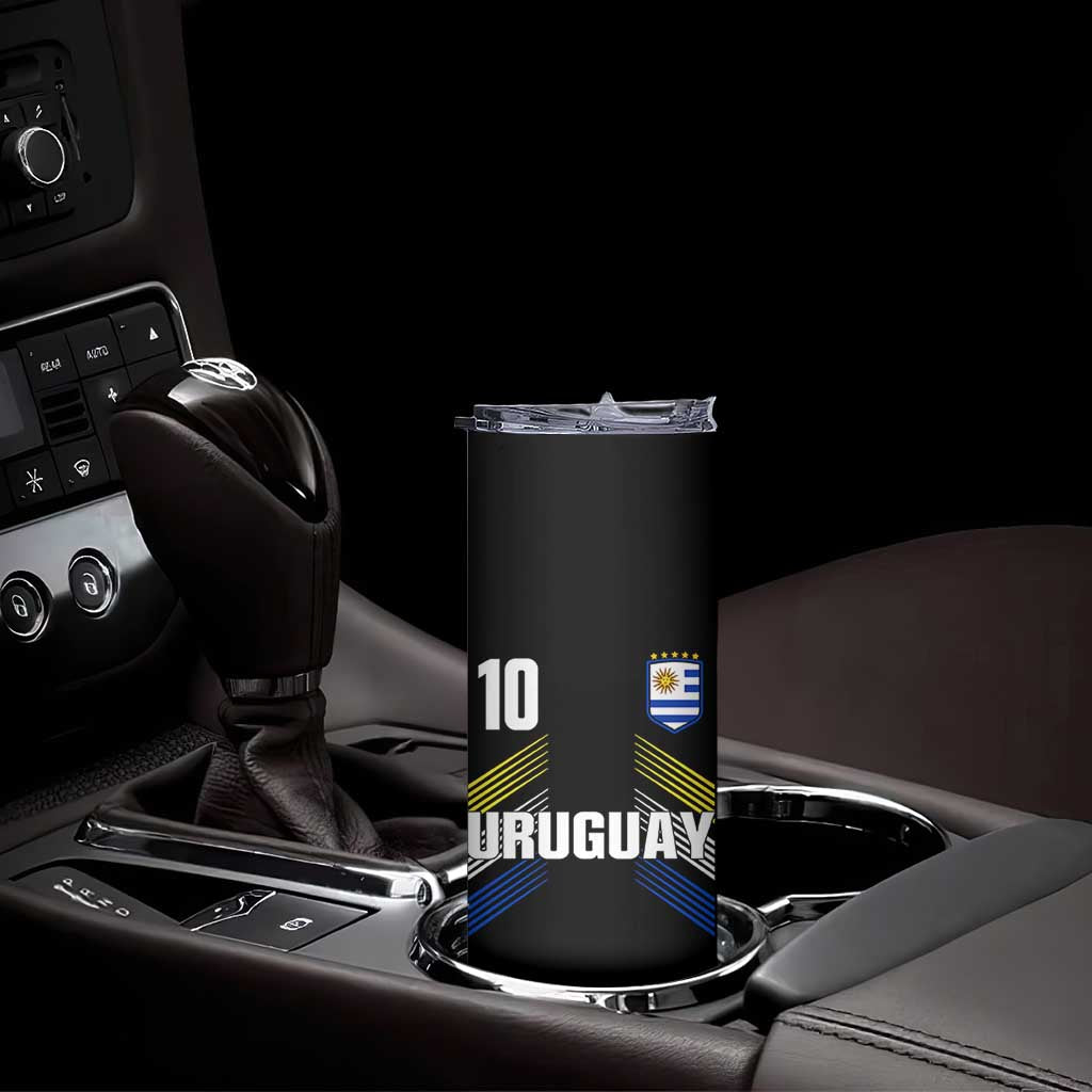 Uruguay Soccer Sports Graphic Number 10 Jersey Style Skinny Tumbler Proud Uruguayan Football Fans Game Day Pride