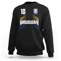 Uruguay Soccer Sports Graphic Number 10 Jersey Style Sweatshirt Proud Uruguayan Football Fans Game Day Pride