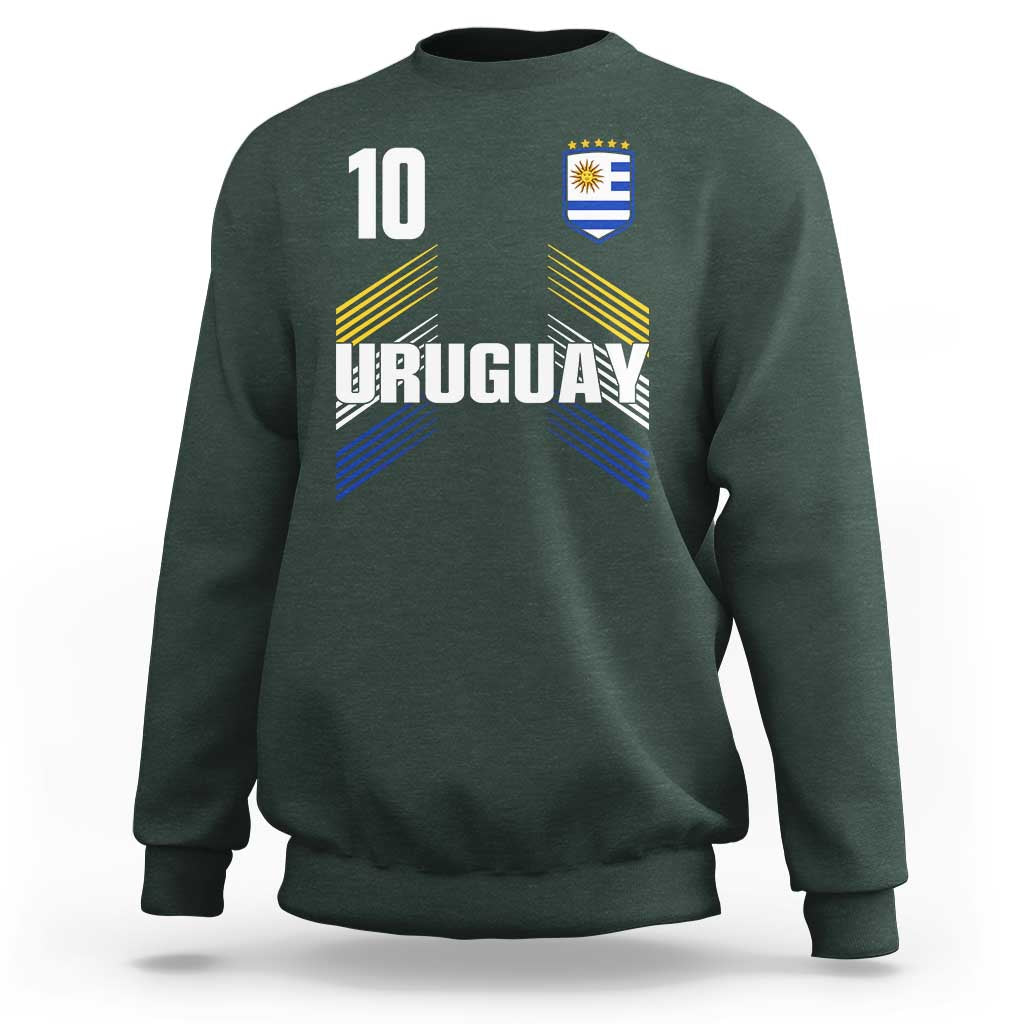Uruguay Soccer Sports Graphic Number 10 Jersey Style Sweatshirt Proud Uruguayan Football Fans Game Day Pride