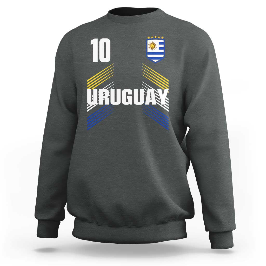 Uruguay Soccer Sports Graphic Number 10 Jersey Style Sweatshirt Proud Uruguayan Football Fans Game Day Pride