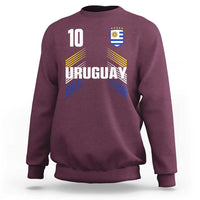 Uruguay Soccer Sports Graphic Number 10 Jersey Style Sweatshirt Proud Uruguayan Football Fans Game Day Pride