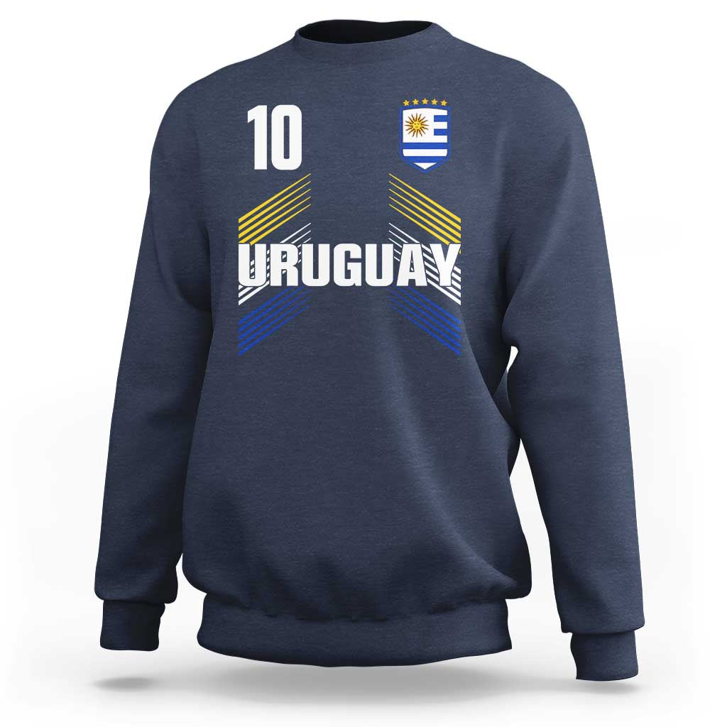 Uruguay Soccer Sports Graphic Number 10 Jersey Style Sweatshirt Proud Uruguayan Football Fans Game Day Pride