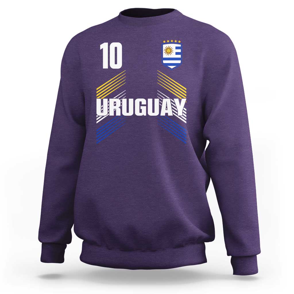Uruguay Soccer Sports Graphic Number 10 Jersey Style Sweatshirt Proud Uruguayan Football Fans Game Day Pride