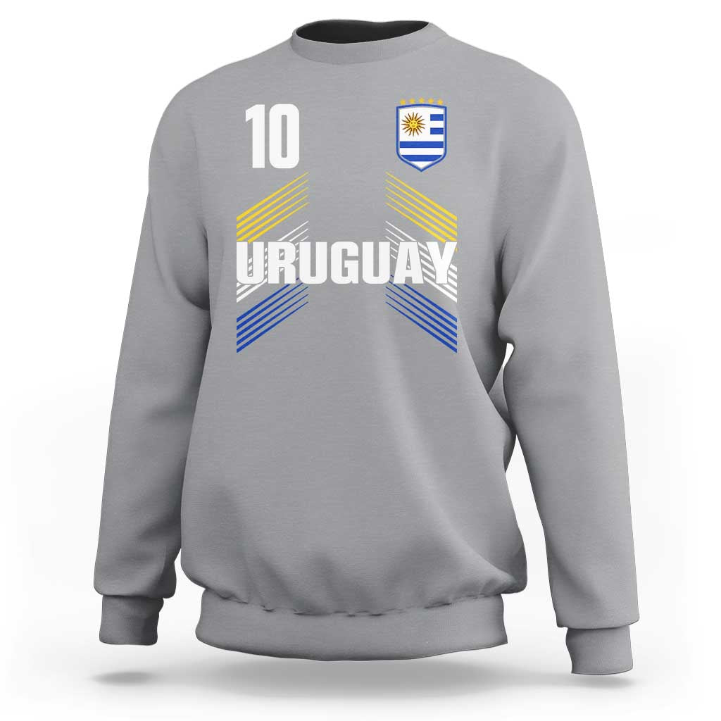 Uruguay Soccer Sports Graphic Number 10 Jersey Style Sweatshirt Proud Uruguayan Football Fans Game Day Pride