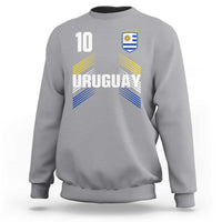 Uruguay Soccer Sports Graphic Number 10 Jersey Style Sweatshirt Proud Uruguayan Football Fans Game Day Pride